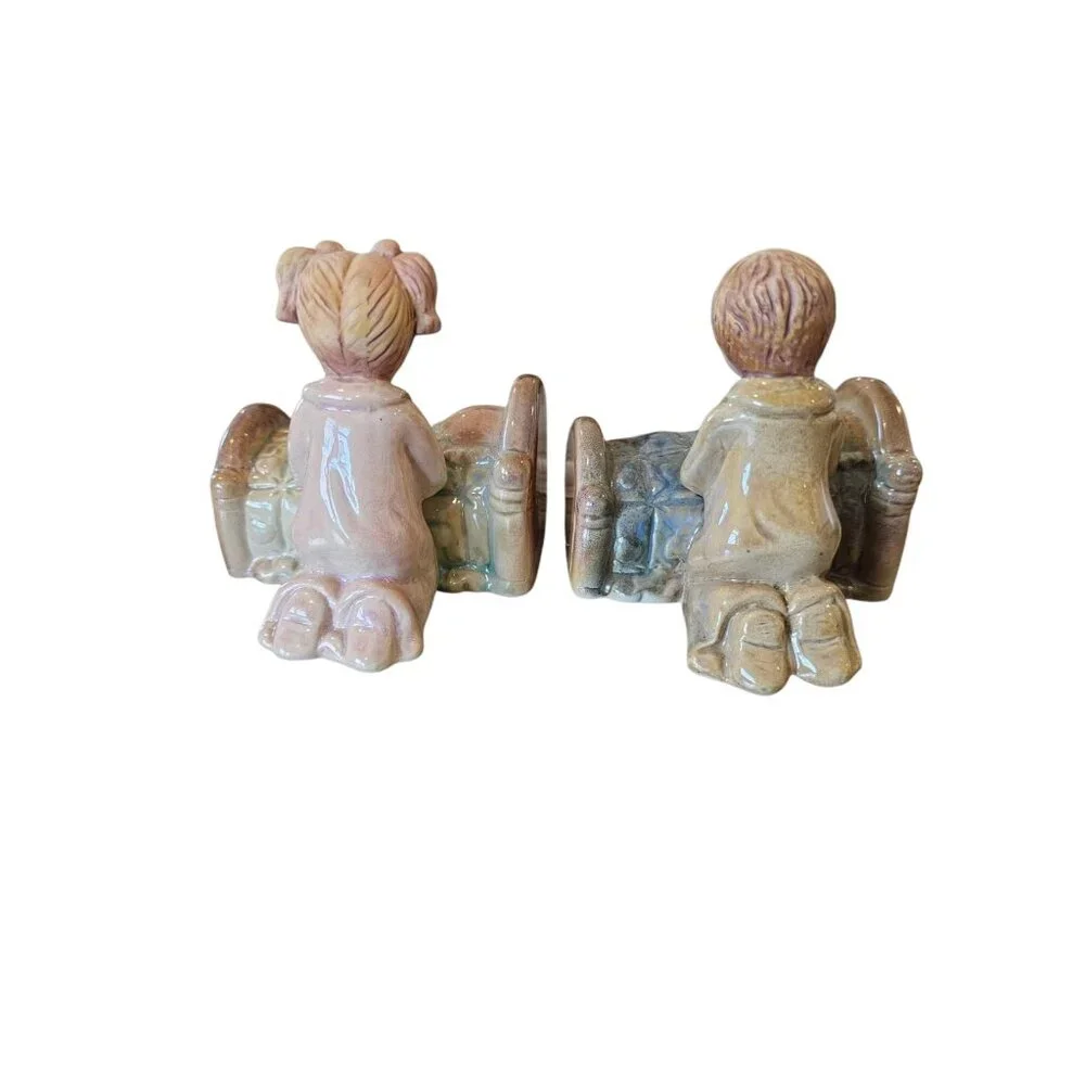 Vintage Religious Praying‎ Girl Boy Nightime Prayer Christian Figurine Children
